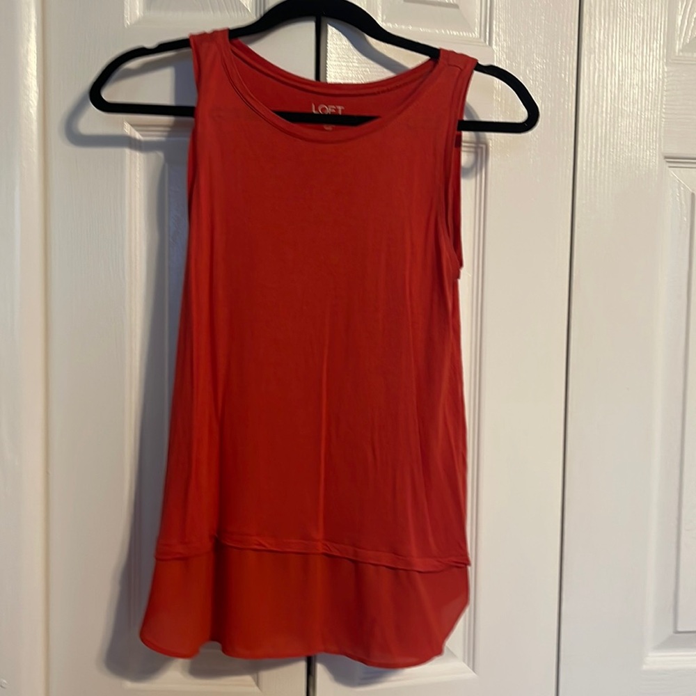 LOFT sleeveless red chiffon hem tunic tank top size XXSP  NWOT